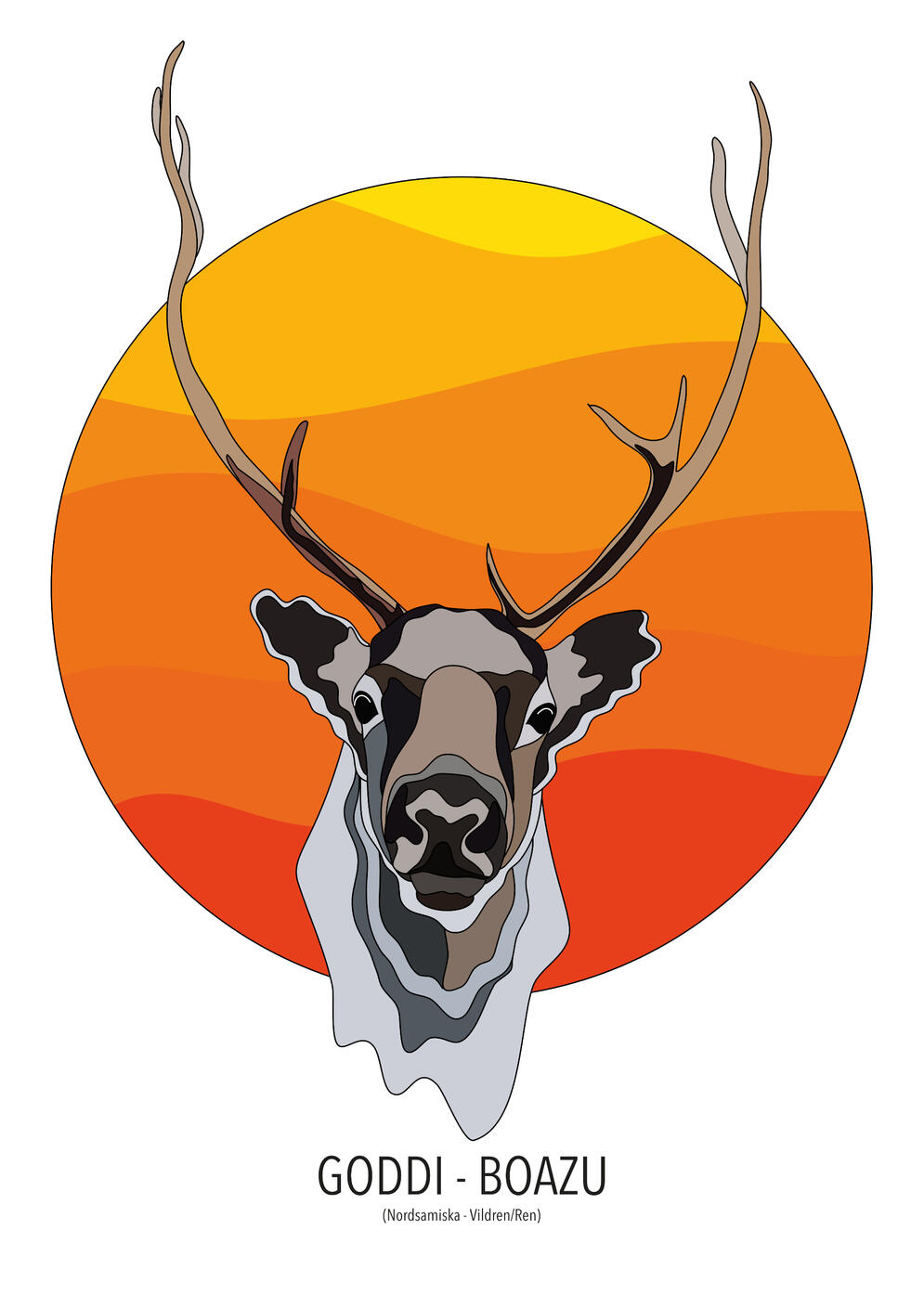 Vildren | Affinity Designer Bild på huvudet av en ren framför midnattsolen gjord i Affinity Designer.