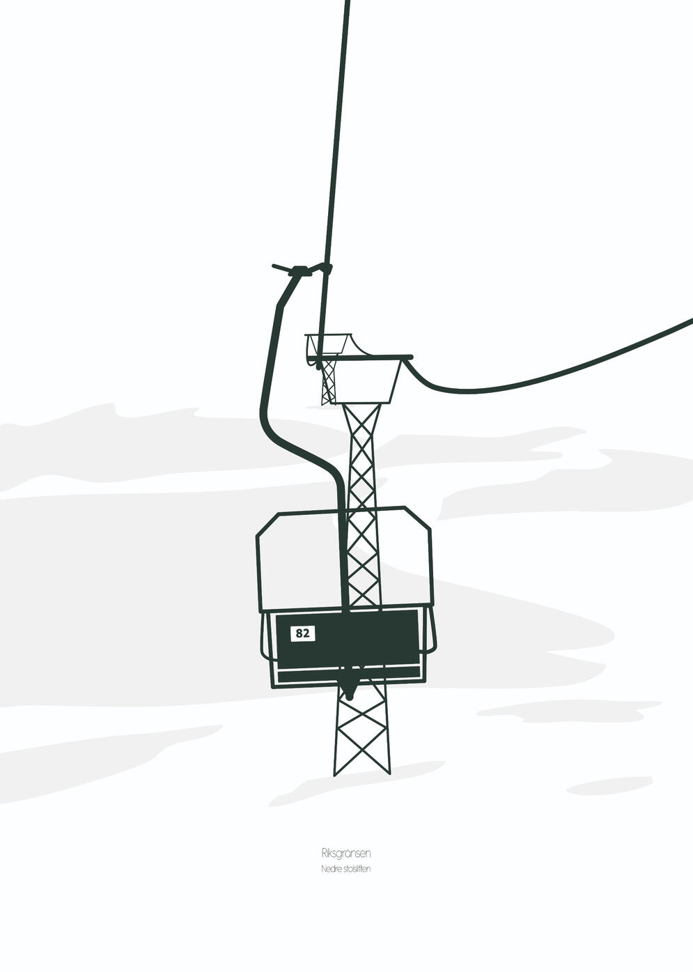 Bild på en skidlift i Riksgränsen gjord i Affinity Designer.